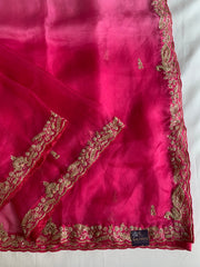 Pink Shaded Pure Organza Saree with Zardozi, Pearl & Cutdana 5921 01 (PRE ORDER)