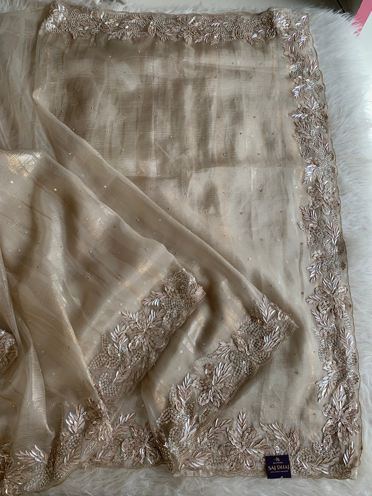 Designer Crush Organza Saree with Imported Sequin 5937 01
