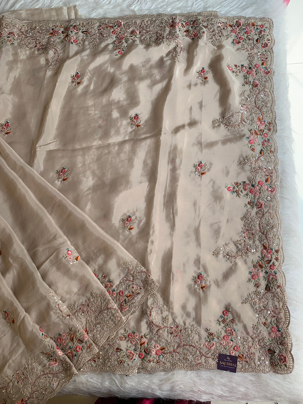 Silk Saree with Dori, Sequin & Thread Work 5915 01