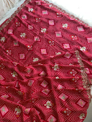 Red Patola Modal Silk Saree with Elephant Motifs 5891 04