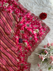 Pink Patola Modal Silk Saree with Elephant Motifs 5891 04