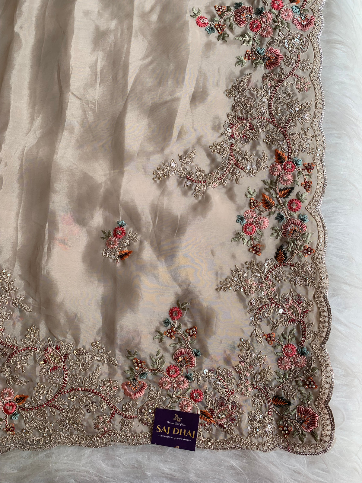 Silk Saree with Dori, Sequin & Thread Work 5915 01