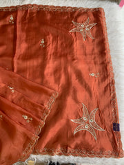 Kora Silk Saree with Aari, Zardosi & Sequin Work 5919 04