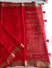 Red Soft Silk Saree with All-Over Fancy Mirror Work 5907 10
