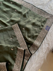 Dark Green Crepe Saree with Aari Zari 5915 09