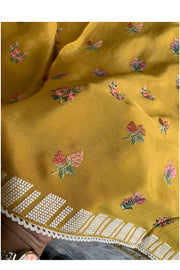 Mustard Yellow Chinnon Georgette Saree 5752 07