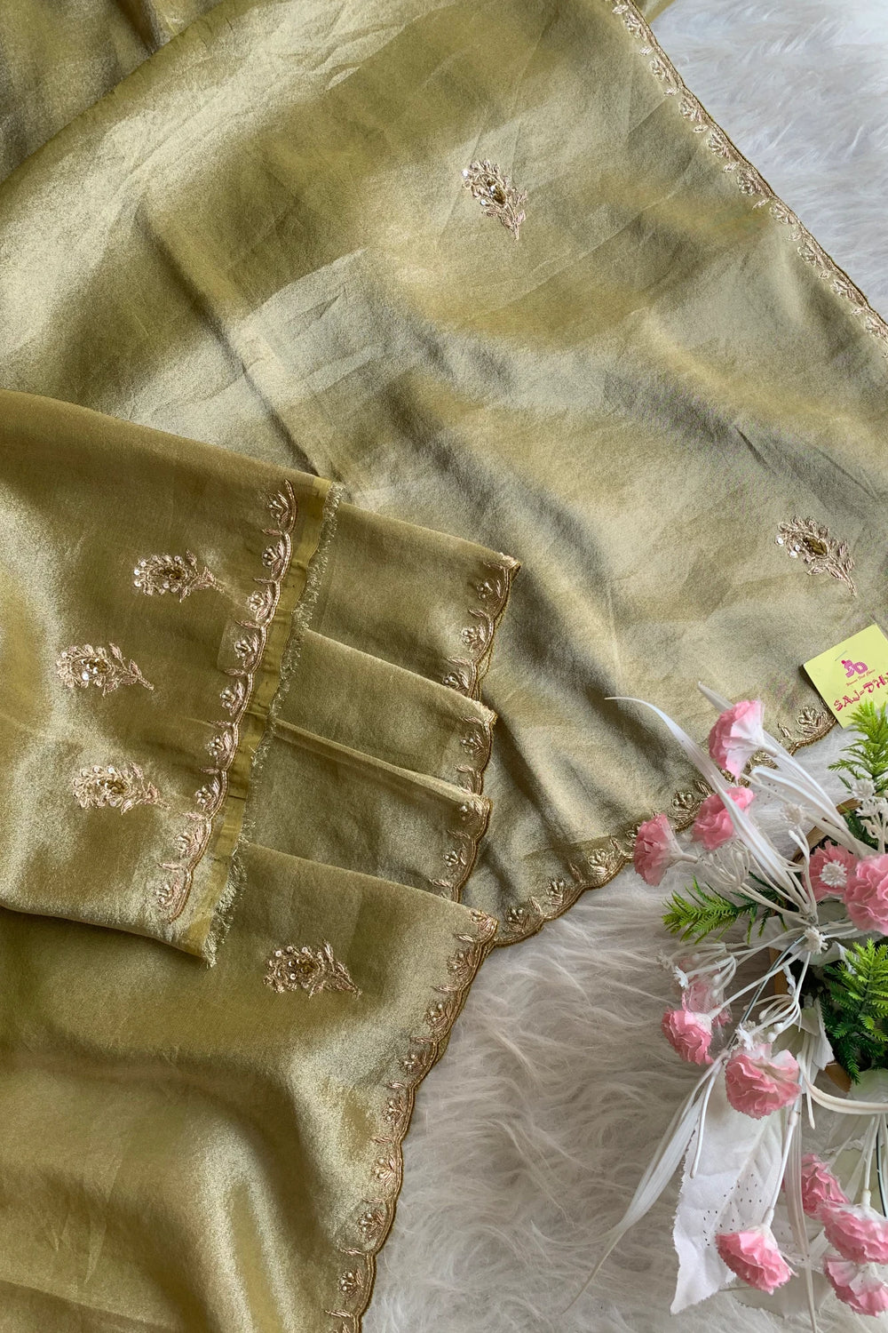 Green Tissue Saree 5640 05