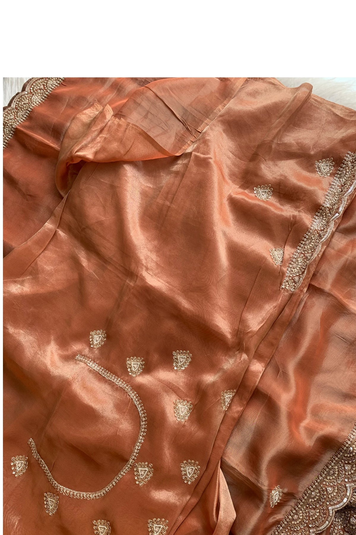 Rust Orange Tissue Silk Saree 5792 02