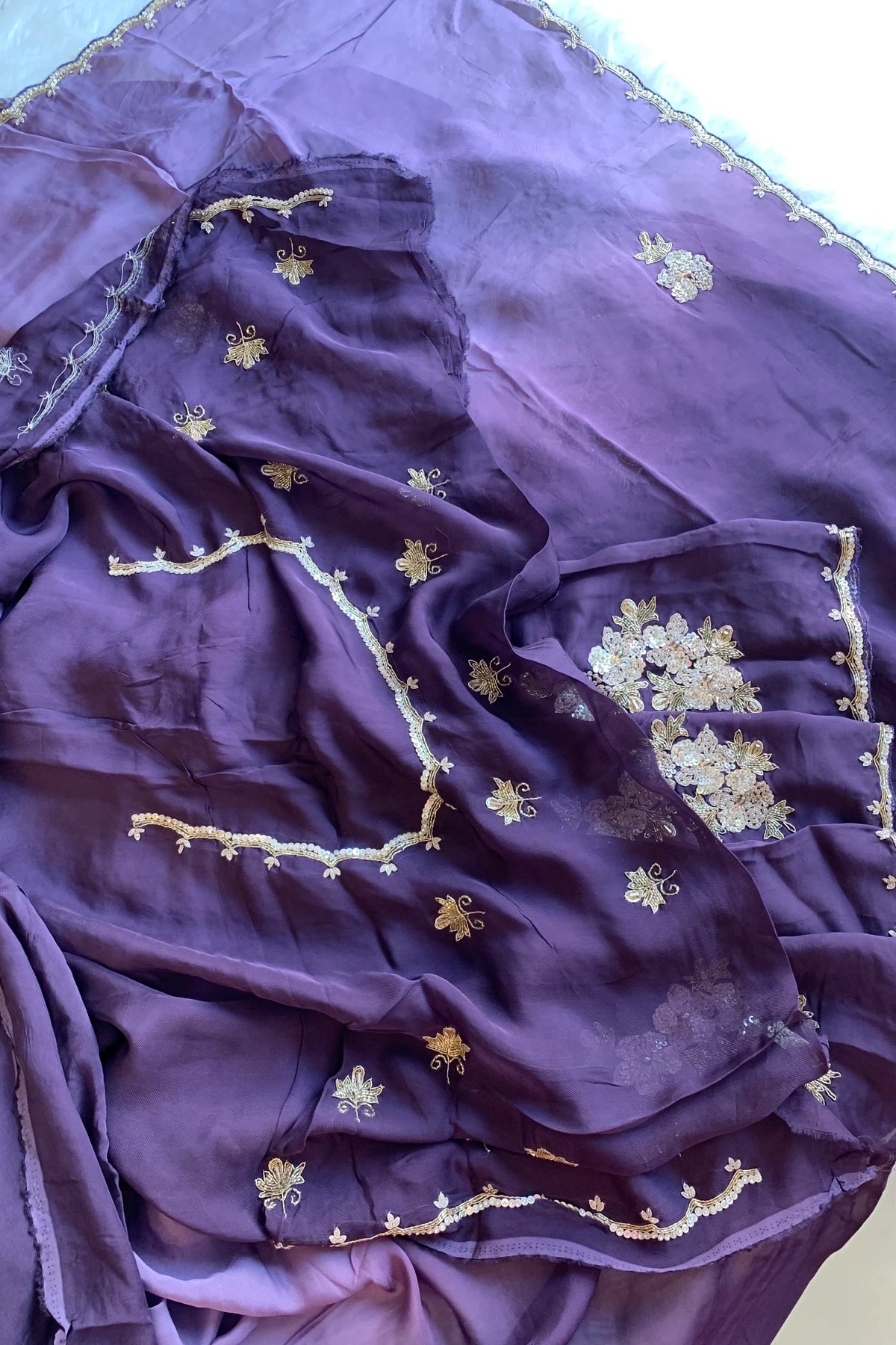 Purple Ombre Embellished Lilly Silk Saree 5850 12