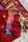Maroon Bandhej Gajji Silk Saree with Multicolor Pallu 5313 02/01