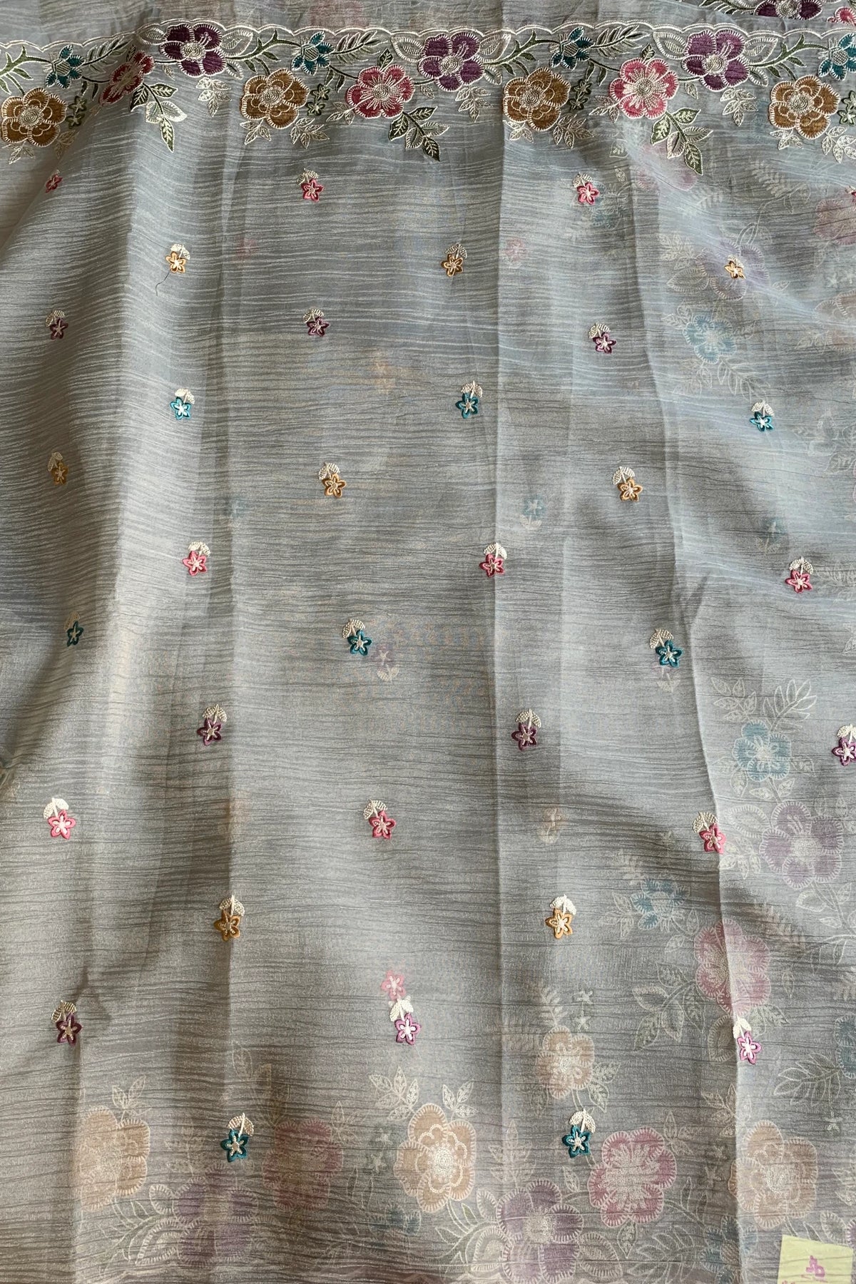 Ash Crush Tissue Organza Floral Saree 5773 04