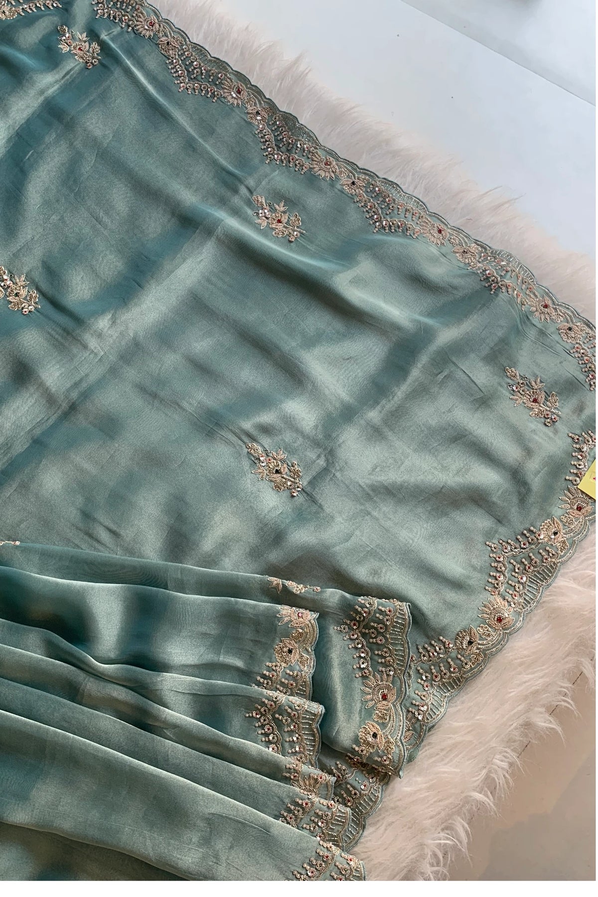 Sea Blue Kanchi Tissue Saree 5526 03