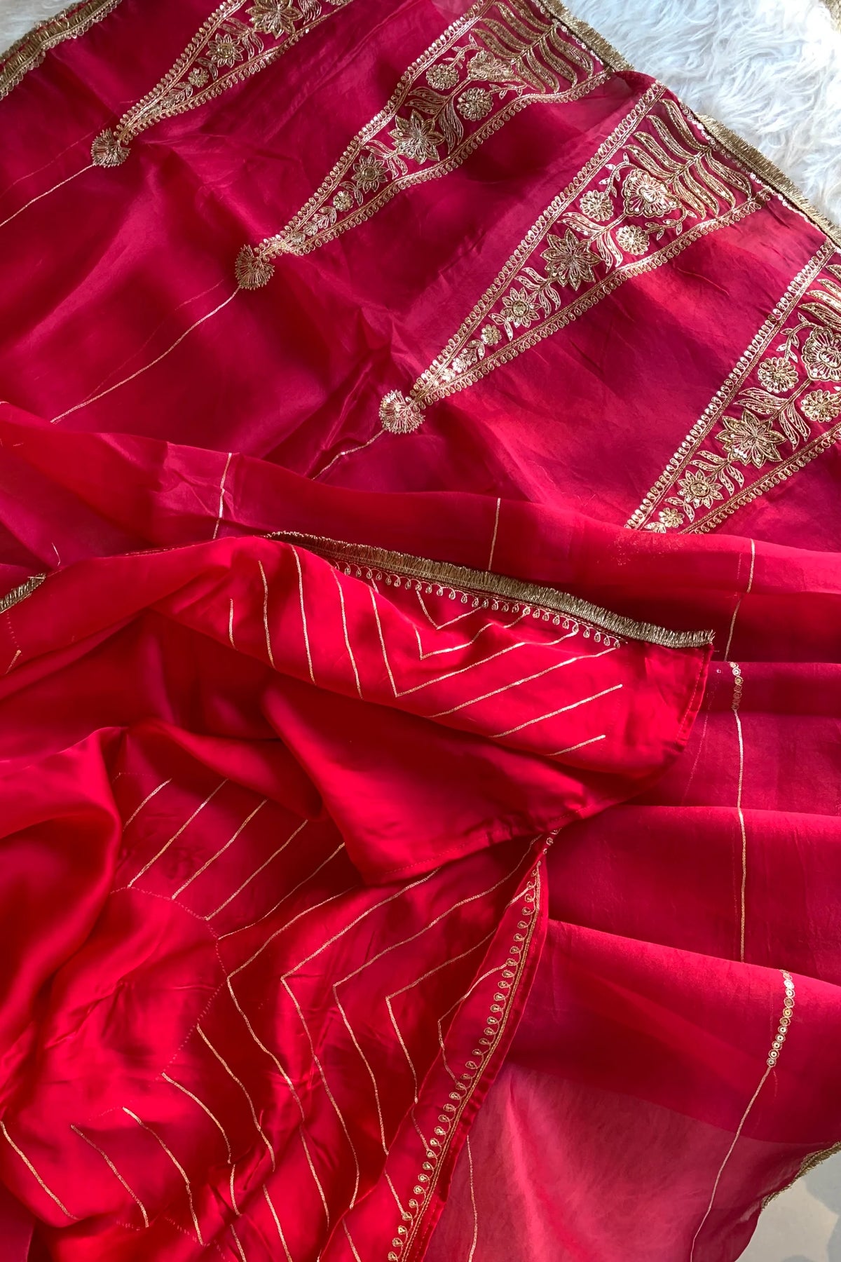 Rani Pink Aari Organza Saree 5851 07