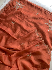 Kora Silk Saree with Aari, Zardosi & Sequin Work 5919 04
