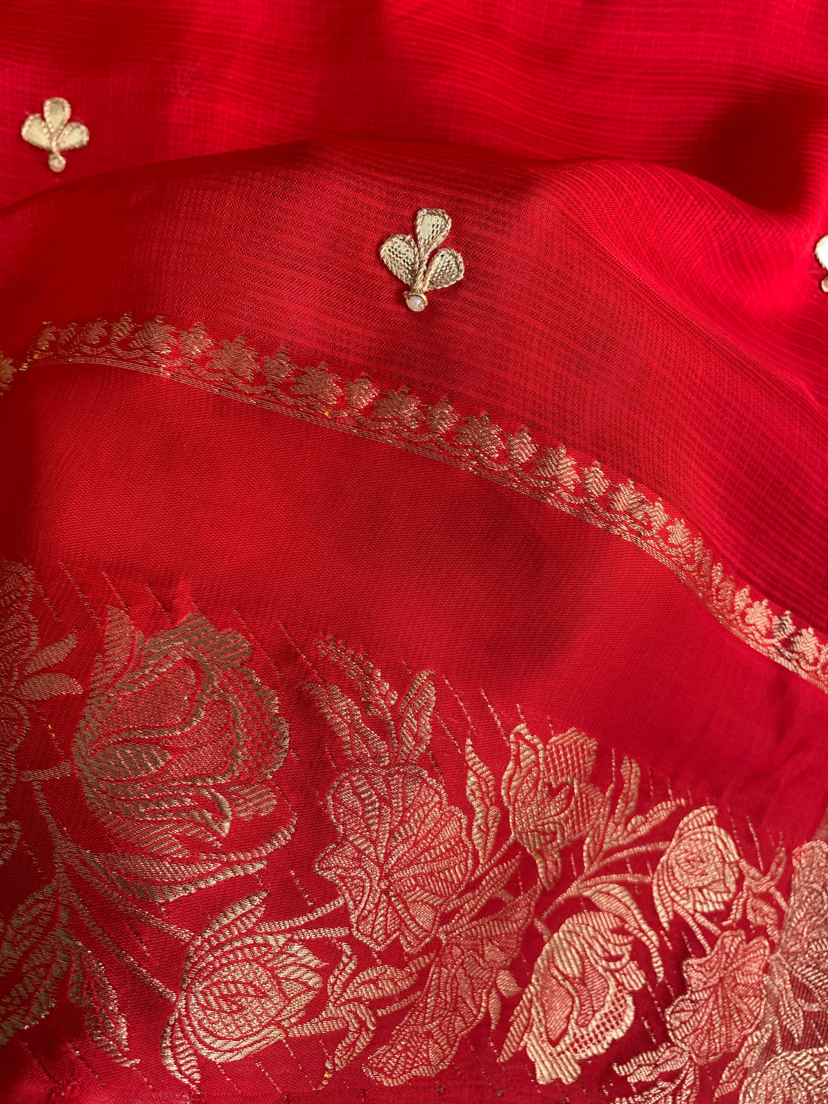 Red Kota Saree with Banarasi Weaving Border & Heavy Pallu 5907 14