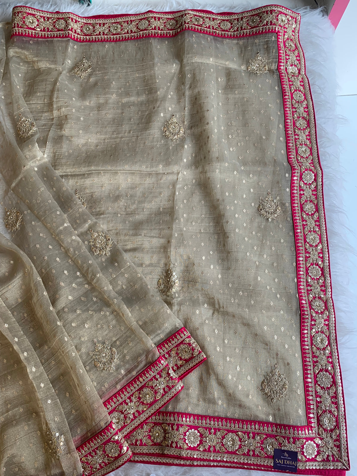Banarasi Saree with Dori, Gota, Sequin & Pearl Work 5929 01