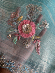 Crush Tissue Saree with Sequin, Cutdana & Floral Work 5918 04