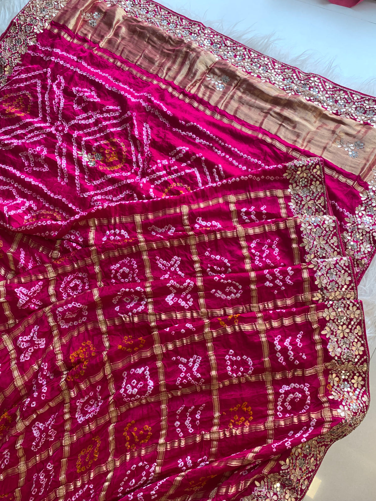 Pink Bandhej Gaji Silk Saree with Gharchola  5885 01