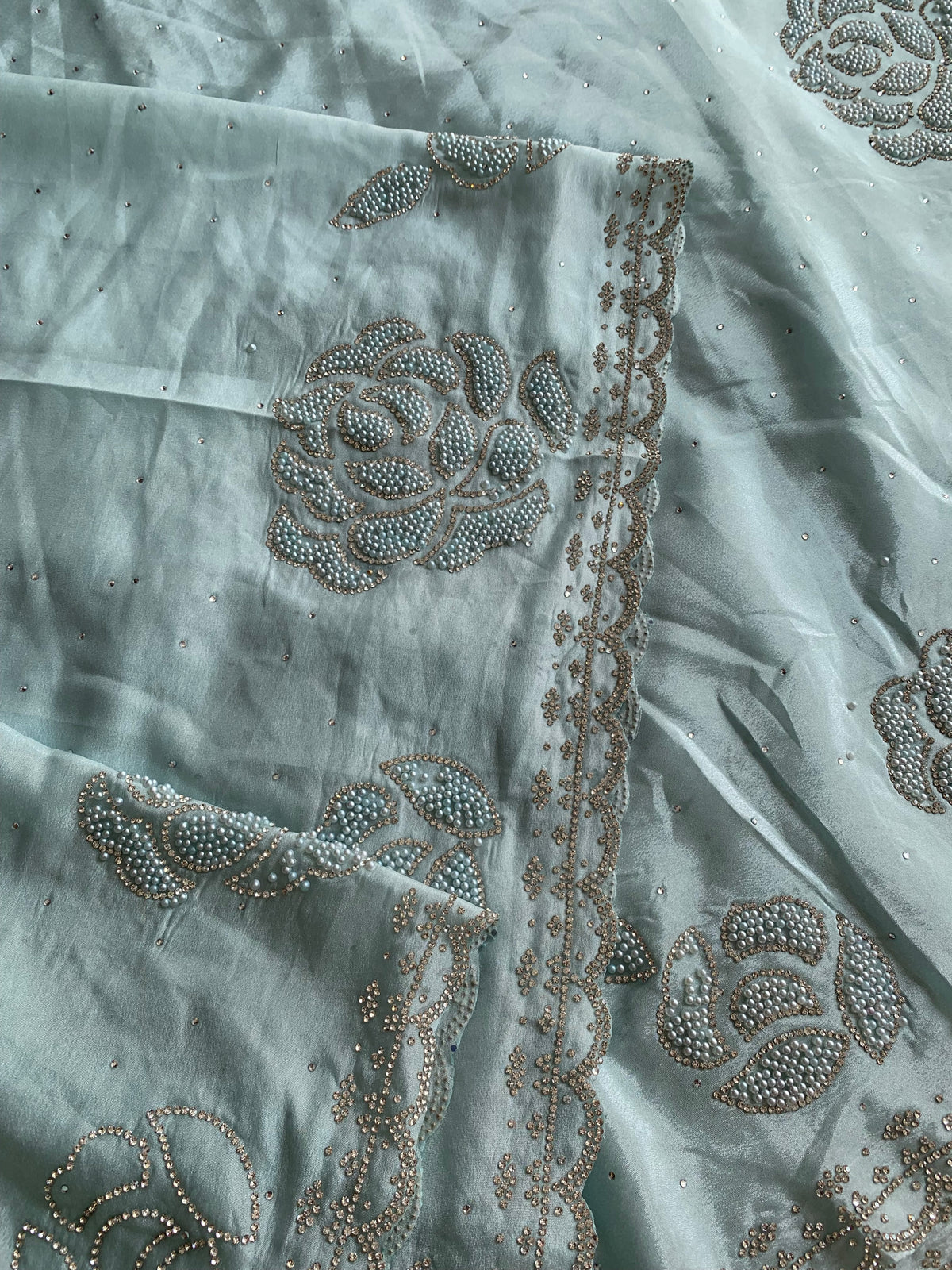 Crepe Saree with Pearl & Stone Work 5915 15