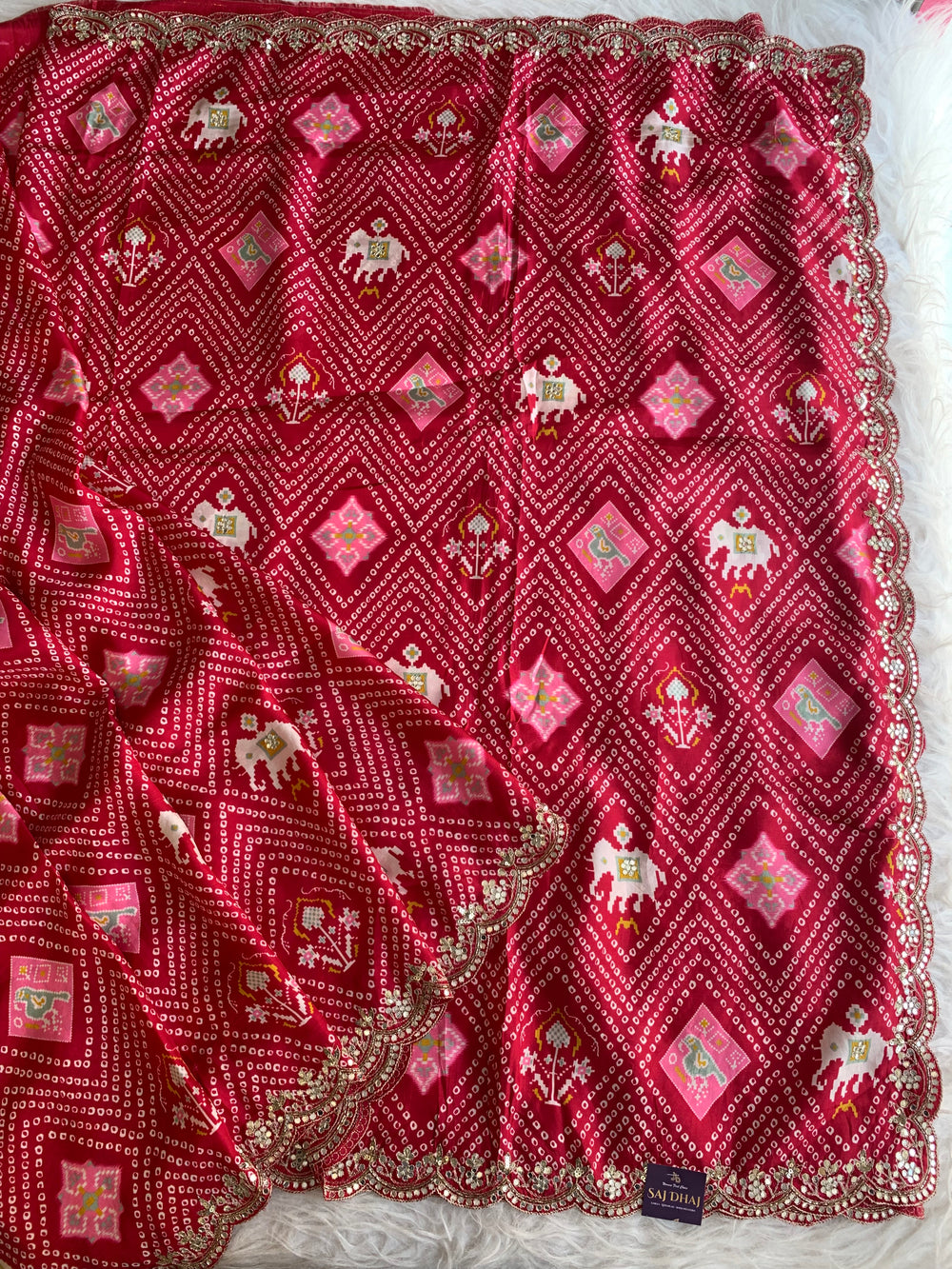 Red Patola Modal Silk Saree with Elephant Motifs 5891 04