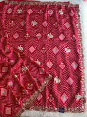 Red Patola Modal Silk Saree with Elephant Motifs 5891 04