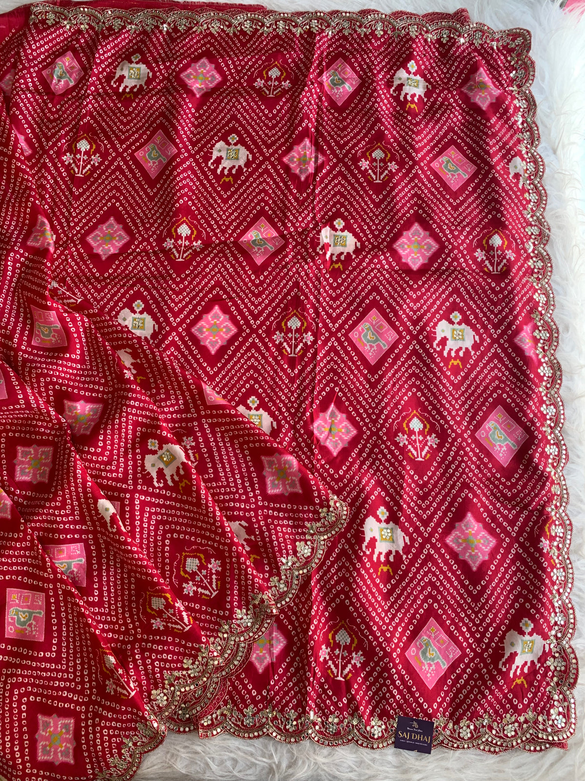 Red Patola Modal Silk Saree with Elephant Motifs 5891 04