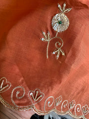 Kora Silk Saree with Aari, Zardosi & Sequin Work 5919 04