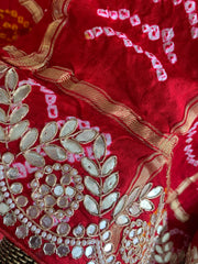 Red Bandhej Gharchola Saree 5885 02