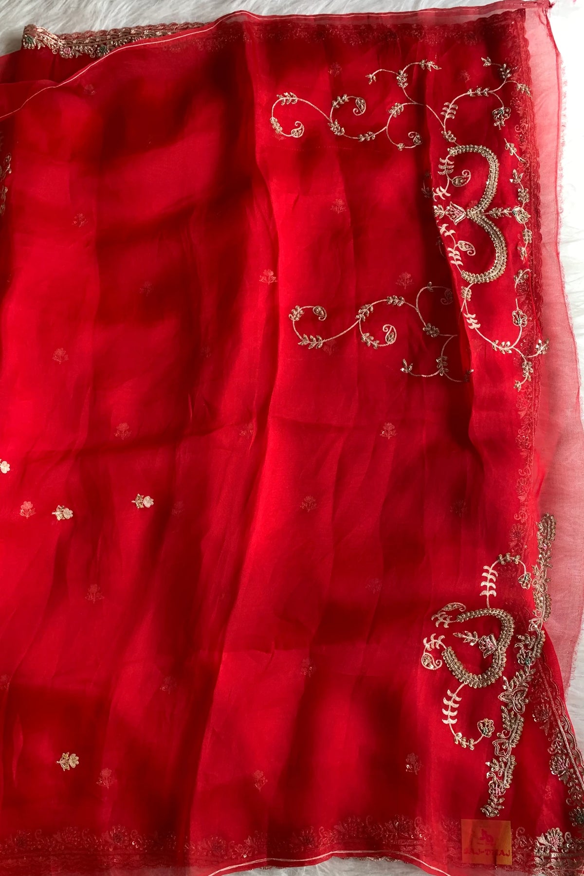 Red Organza Saree 5750 11