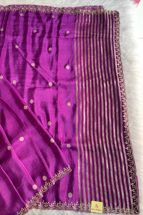 Purple Embellished Russian Silk Saree 5654 02
