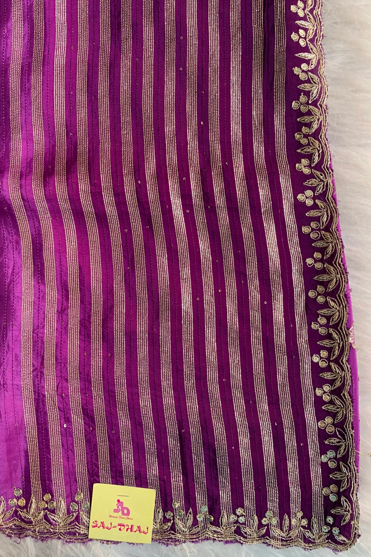 Purple Embellished Russian Silk Saree 5654 02