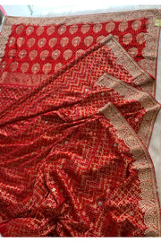 Red Banarasi Bandhej Gota Saree 5544 16