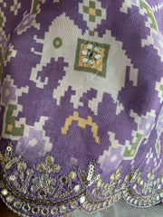 Lavender Patola Modal Silk Saree with Elephant Motifs 5891 04