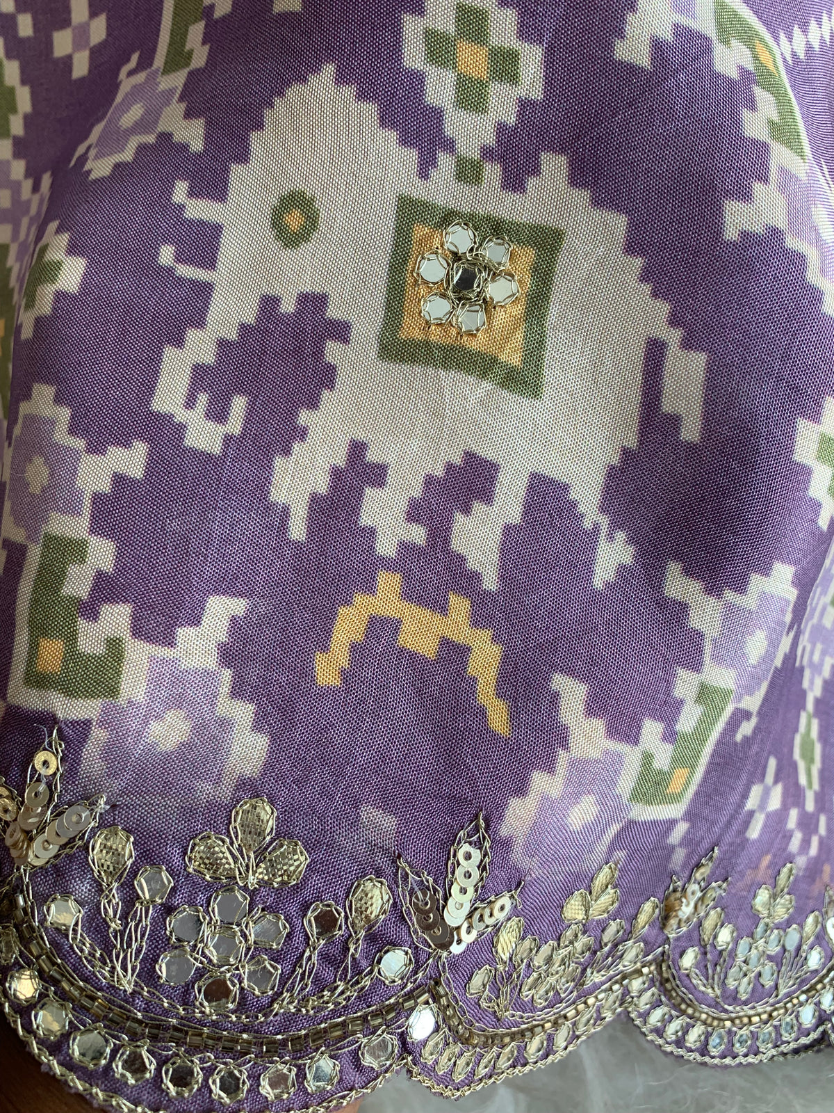 Lavender Patola Modal Silk Saree with Elephant Motifs 5891 04