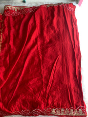 Red Bandhej Gaji Silk Saree with Gharchola 5885 04