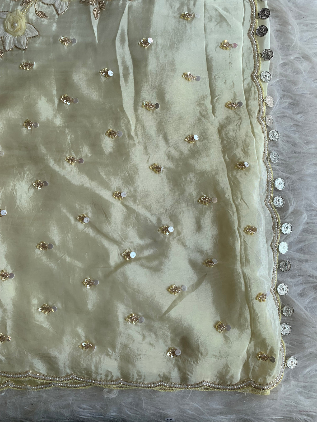 Ombre Habutai Silk Saree with Floral Appliqué, Cutdana & Zardosi Work 5901 06
