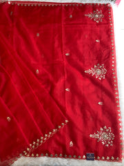 Red Organza Saree with Gota & Pearl Work 5893 07