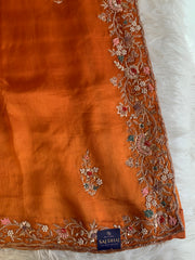 Orange Organza Saree with Zardosi, Aari, Beads & Sequin 5895 22