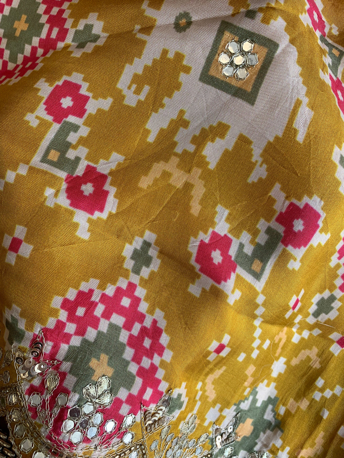 Red & Yellow Patola Modal Silk Saree with Elephant Motifs 5891 04