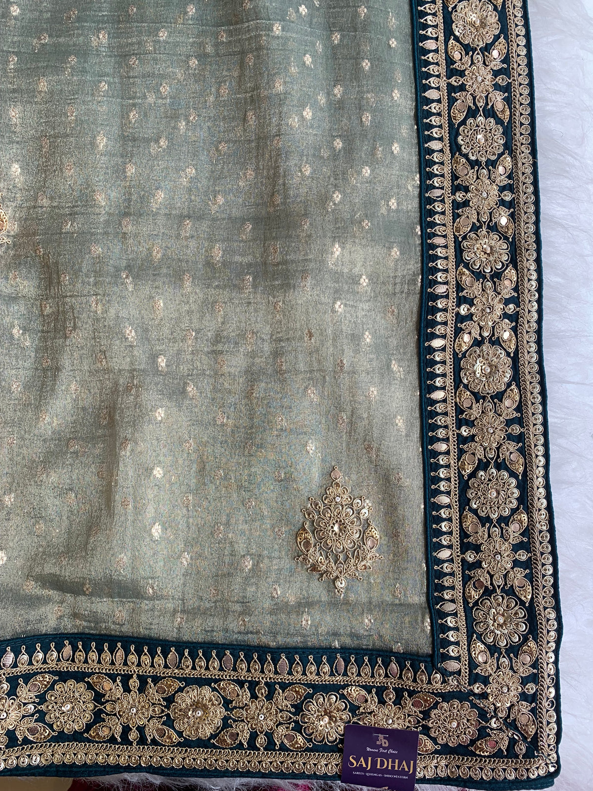 Banarasi Saree with Dori, Gota, Sequin & Pearl Work 5929 01
