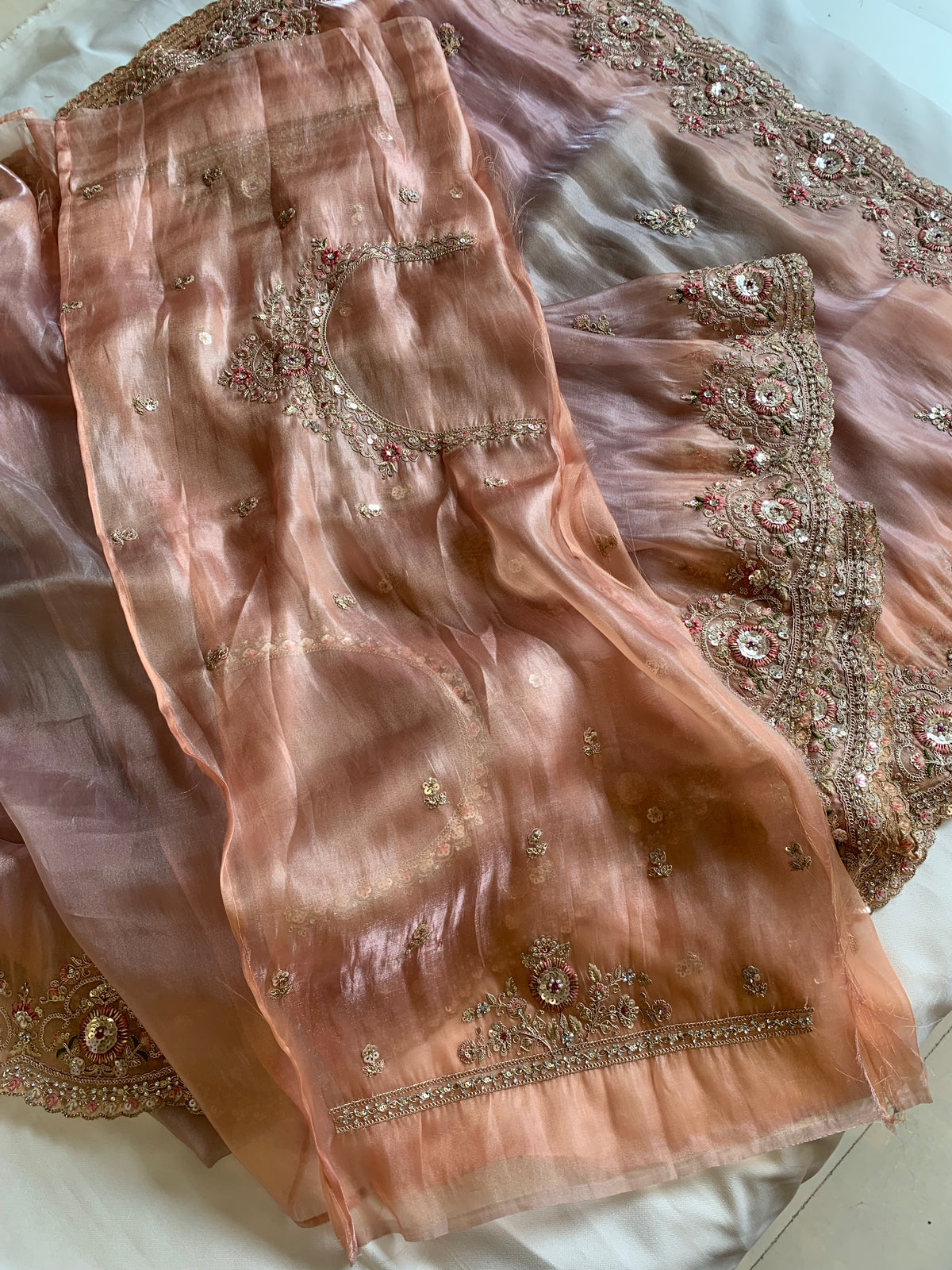 Shaded Organza Saree with Dori, Aari & Stone Work 5923 06