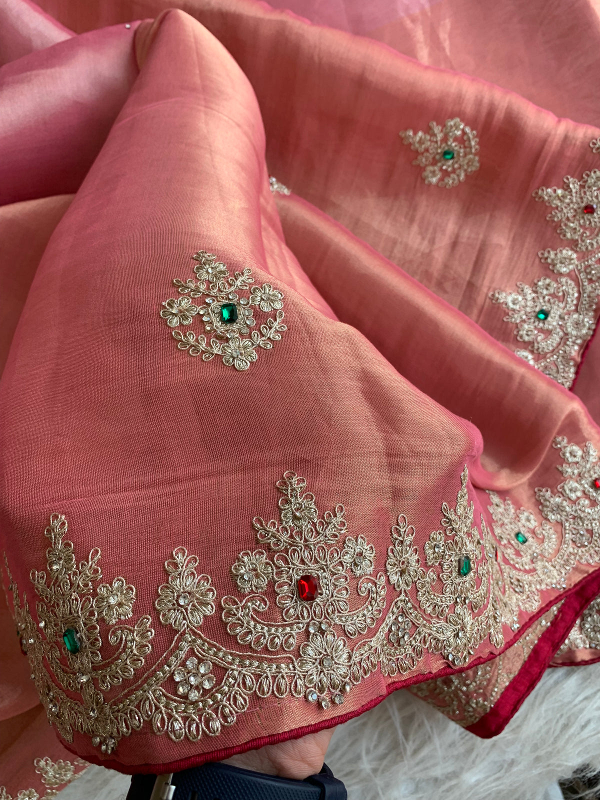 Kanchi Tissue Saree with Jewel, Dori & Stone Work 5884 03