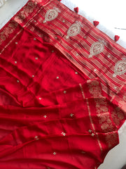 Red Kota Saree with Banarasi Weaving Border & Heavy Pallu 5907 14
