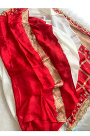Ivory Base Saree with Red Pallu & Blouse 5751 05