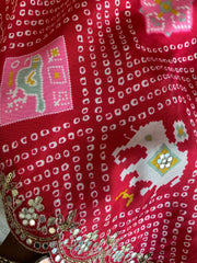 Red Patola Modal Silk Saree with Elephant Motifs 5891 04