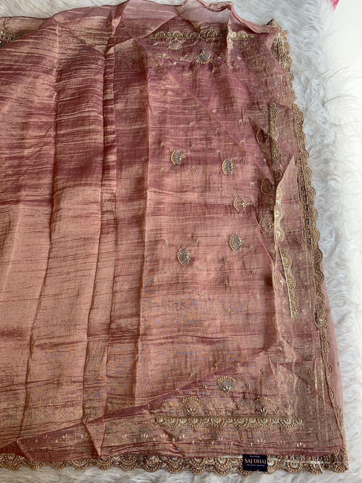 Crush Tissue Saree with Dori, Sequin & Bead Work 5915 18
