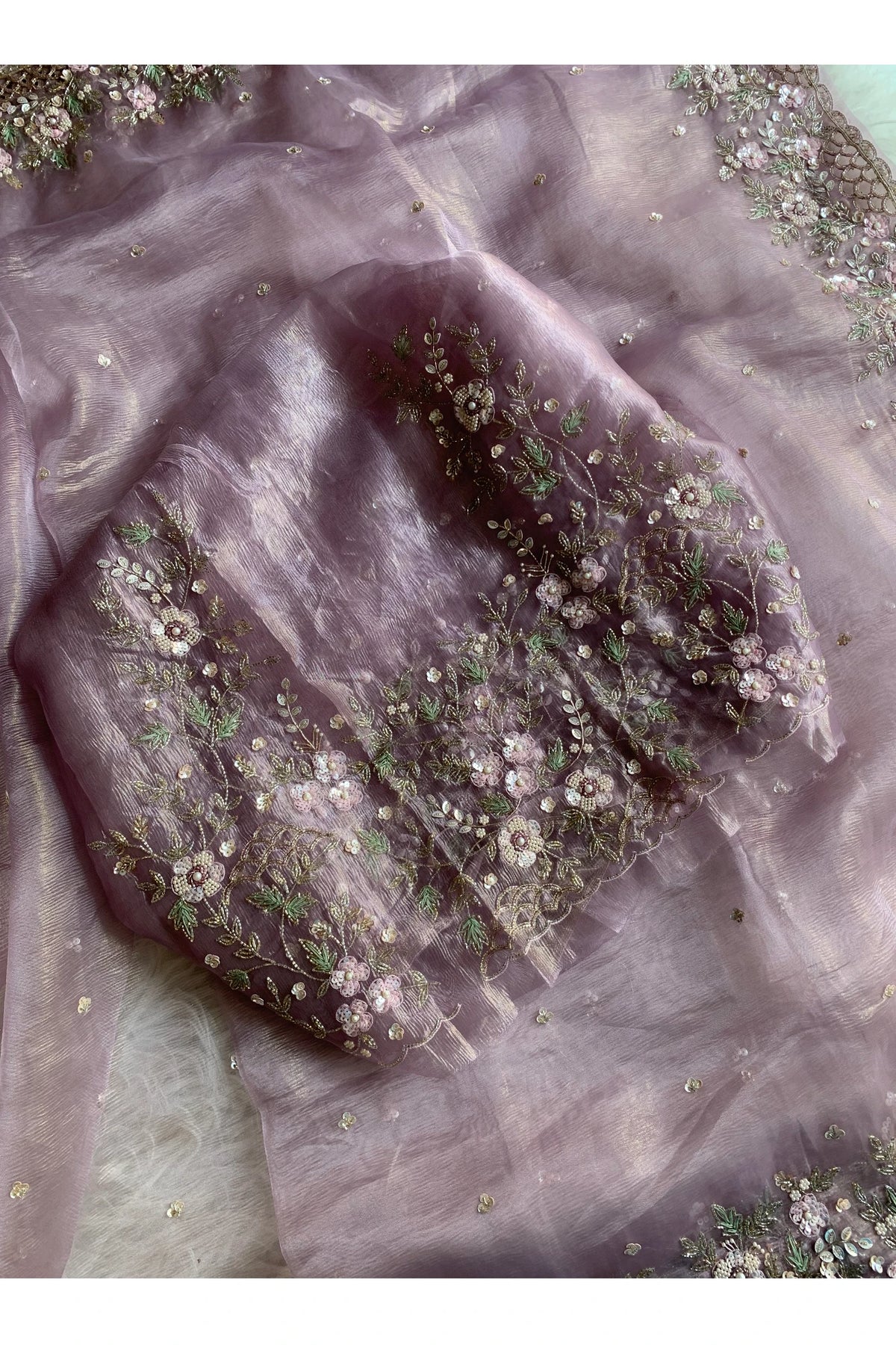 Light Lavender Crush Organza Saree 5759 06