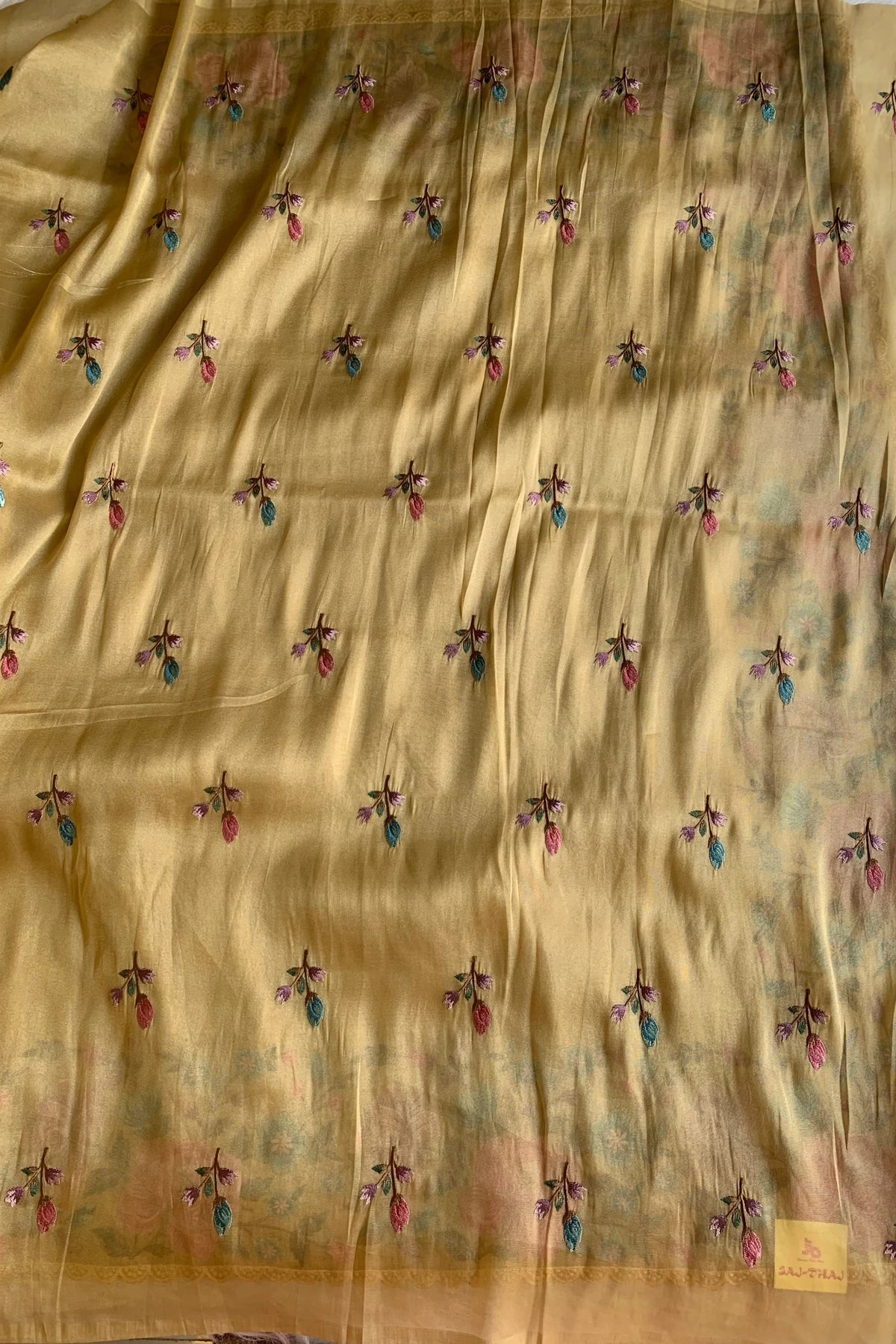 Mustard Yellow Tissue Organza Saree 5773 01