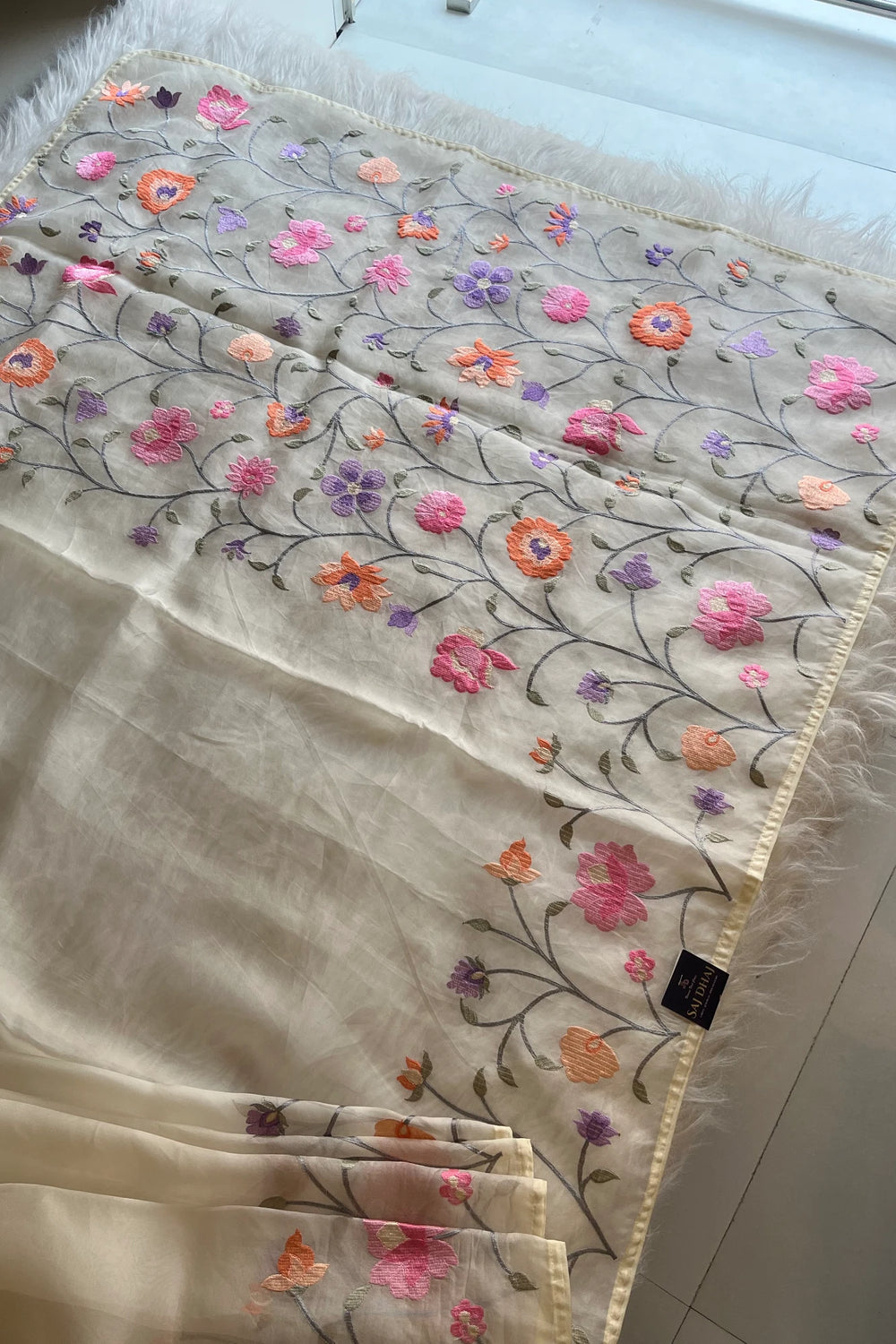 White Kora Organza Saree 5781 10