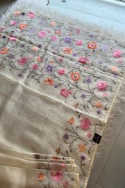 White Kora Organza Saree 5781 10
